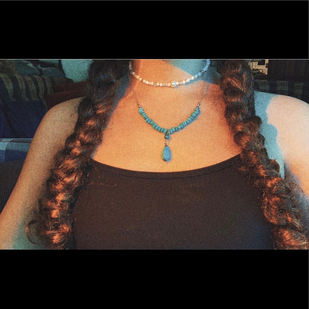 turquoise necklace with dangling charm